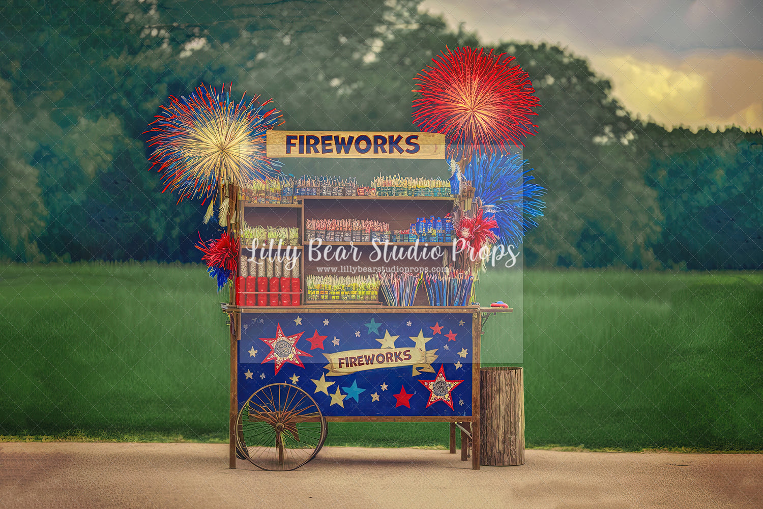 Blue Fireworks Cart