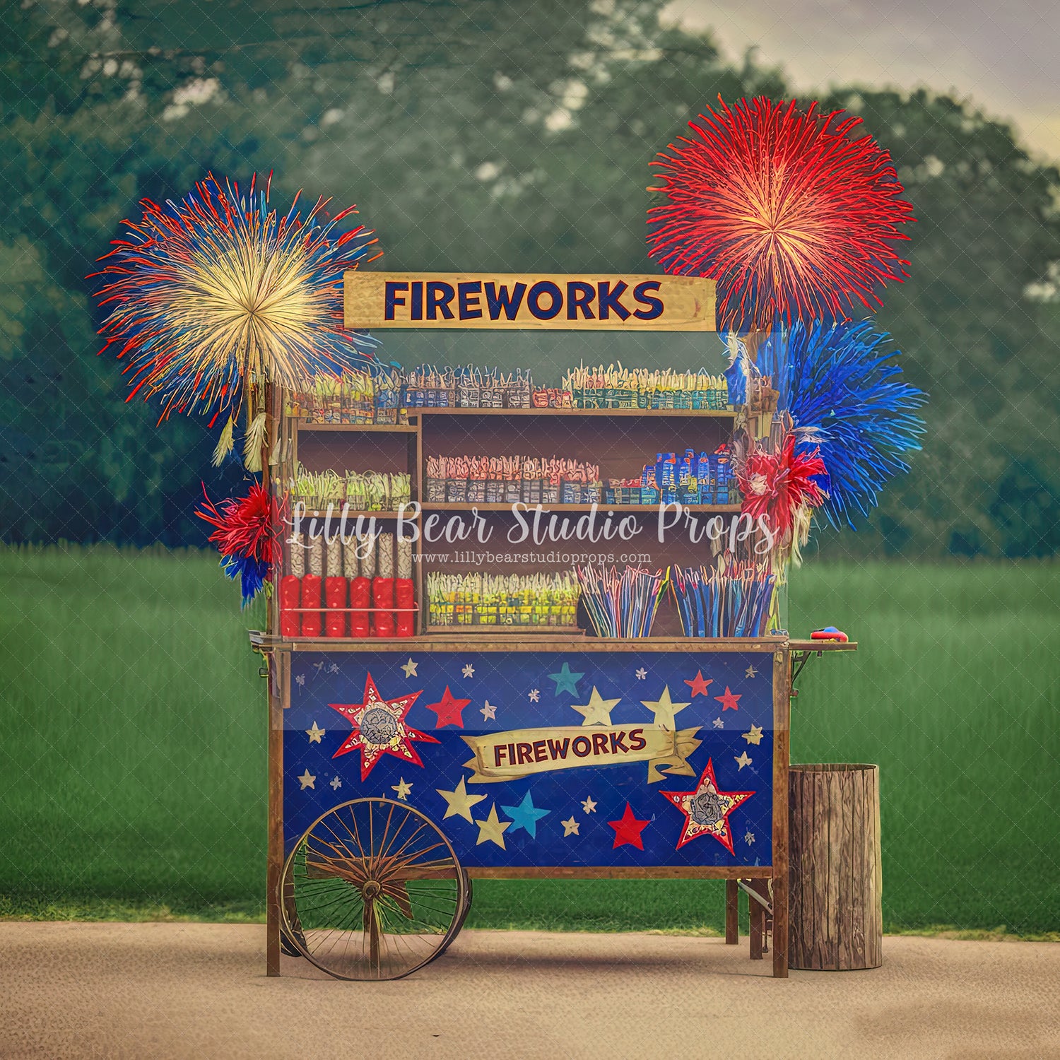 Blue Fireworks Cart