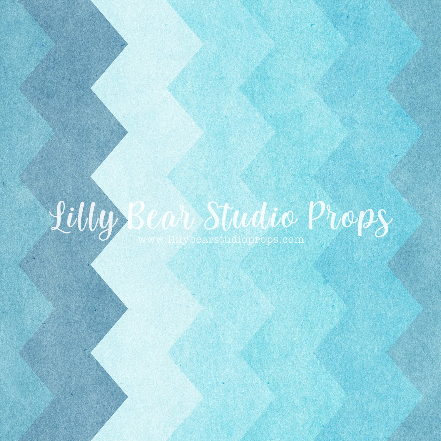 Blue Gradient Chevron - Lilly Bear Studio Props, blue, blue green, chevron, Fabric, green, hand painted, pattern, Wrinkle Free Fabric
