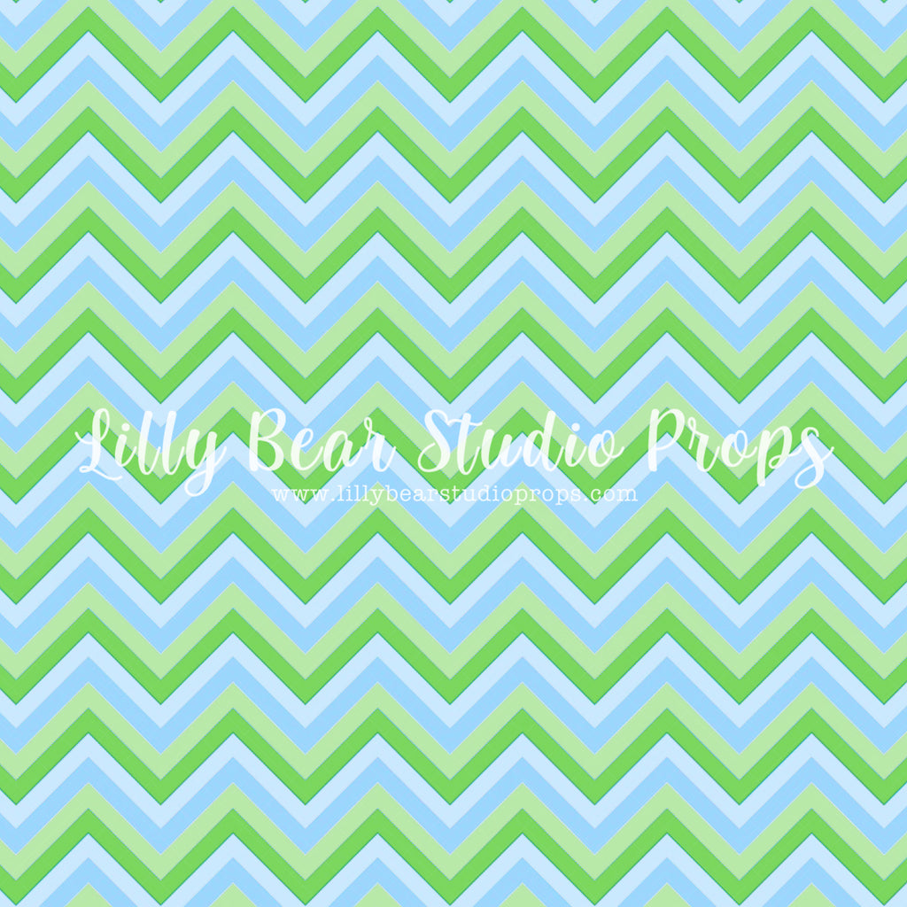 Blue & Green Chevron by Jessica Ruth Photography sold by Lilly Bear Studio Props, blue - blue green - chevron - Fabric