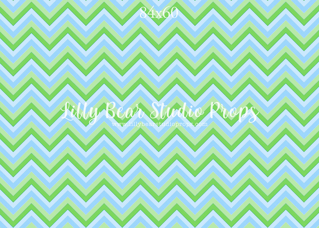Blue & Green Chevron by Jessica Ruth Photography sold by Lilly Bear Studio Props, blue - blue green - chevron - Fabric