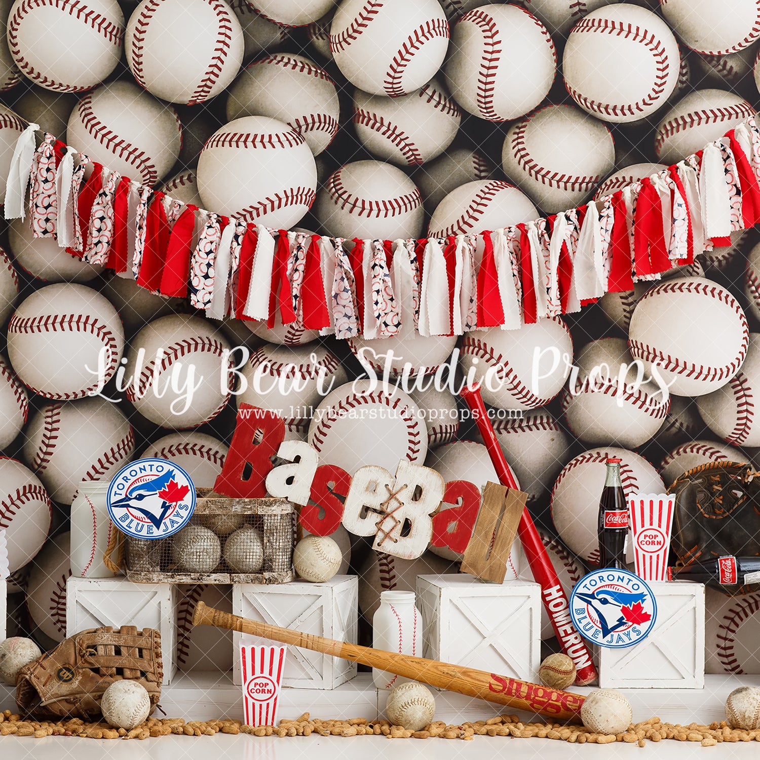 Blue Jays Baseball - Lilly Bear Studio Props, april showers, ball, ball game, baseball, baseball balls, baseball bat, baseball birthday, baseball diamond, baseball field, baseball glove, baseball player, blue jays, blue jays baseball, coca cola, Fabric, girl baseball, hello kitty, hello kitty baseball, peanuts, popcorn, sports, star player, Wrinkle Free Fabric