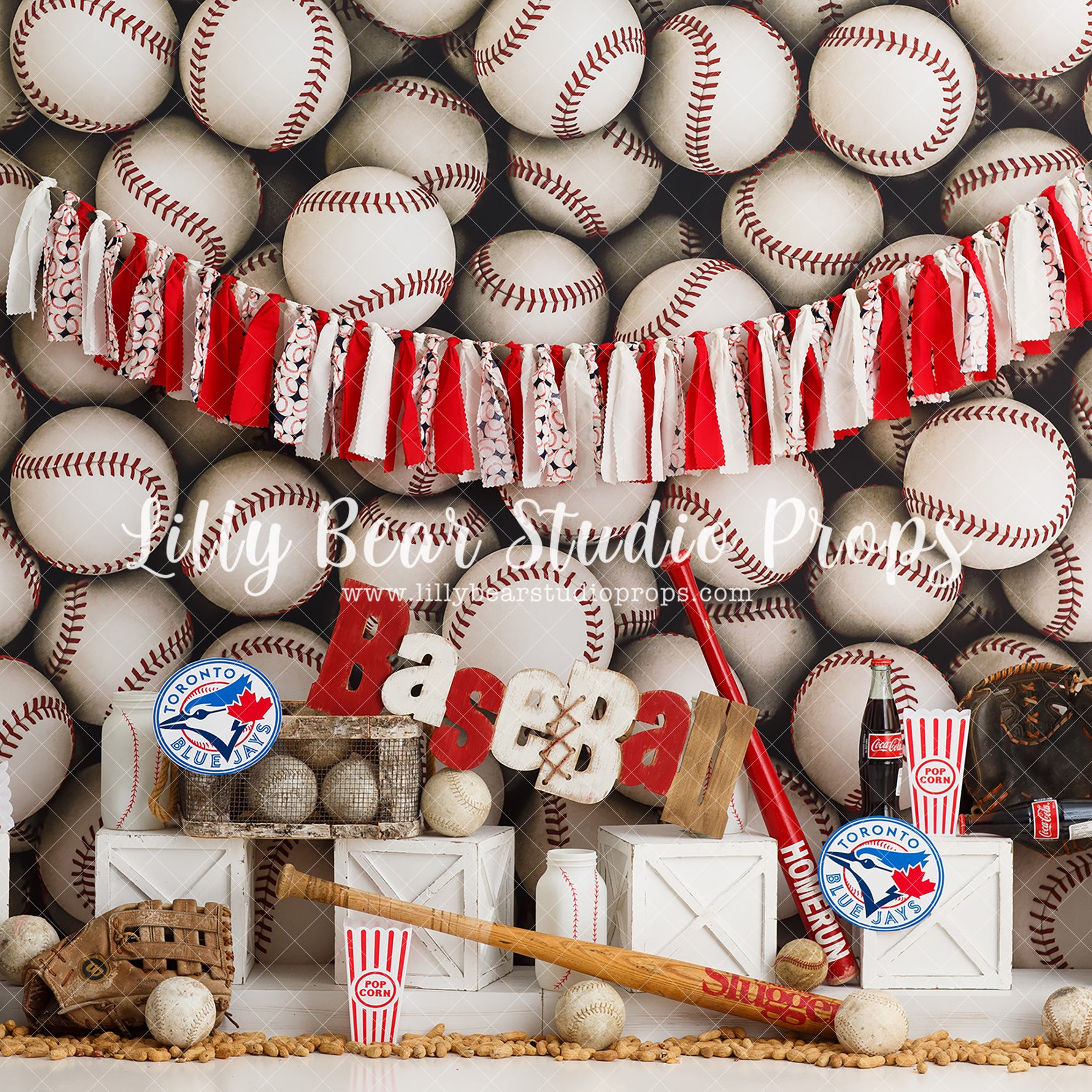 Blue Jays Baseball - Lilly Bear Studio Props, april showers, ball, ball game, baseball, baseball balls, baseball bat, baseball birthday, baseball diamond, baseball field, baseball glove, baseball player, blue jays, blue jays baseball, coca cola, Fabric, girl baseball, hello kitty, hello kitty baseball, peanuts, popcorn, sports, star player, Wrinkle Free Fabric