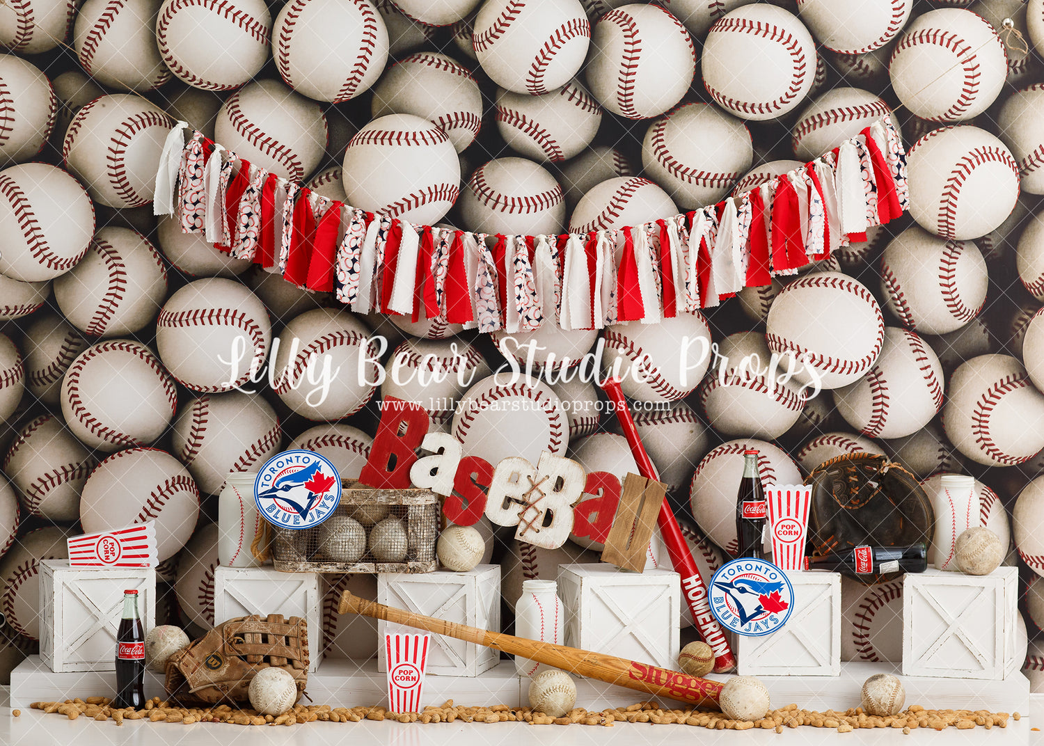 Blue Jays Baseball - Lilly Bear Studio Props, april showers, ball, ball game, baseball, baseball balls, baseball bat, baseball birthday, baseball diamond, baseball field, baseball glove, baseball player, blue jays, blue jays baseball, coca cola, Fabric, girl baseball, hello kitty, hello kitty baseball, peanuts, popcorn, sports, star player, Wrinkle Free Fabric