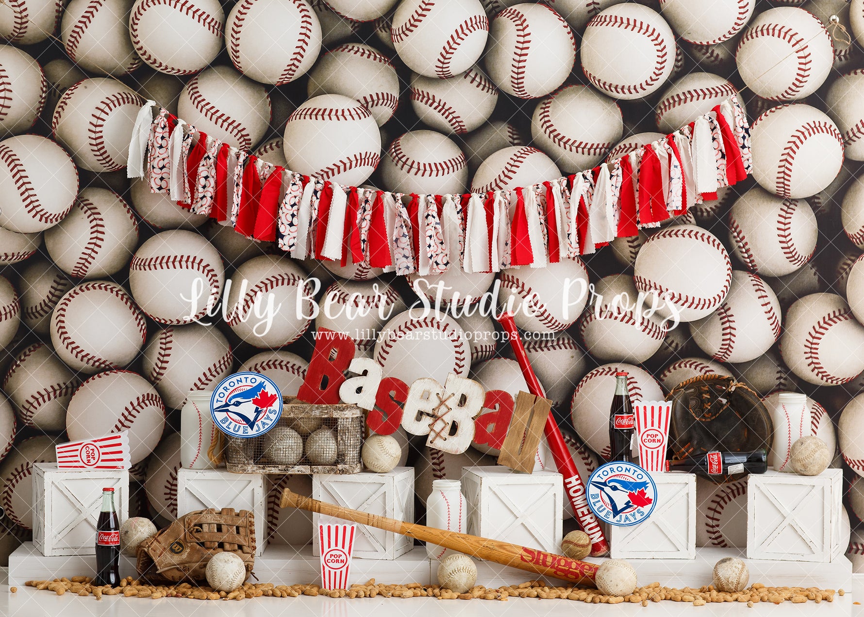 Blue Jays Baseball - Lilly Bear Studio Props, april showers, ball, ball game, baseball, baseball balls, baseball bat, baseball birthday, baseball diamond, baseball field, baseball glove, baseball player, blue jays, blue jays baseball, coca cola, Fabric, girl baseball, hello kitty, hello kitty baseball, peanuts, popcorn, sports, star player, Wrinkle Free Fabric