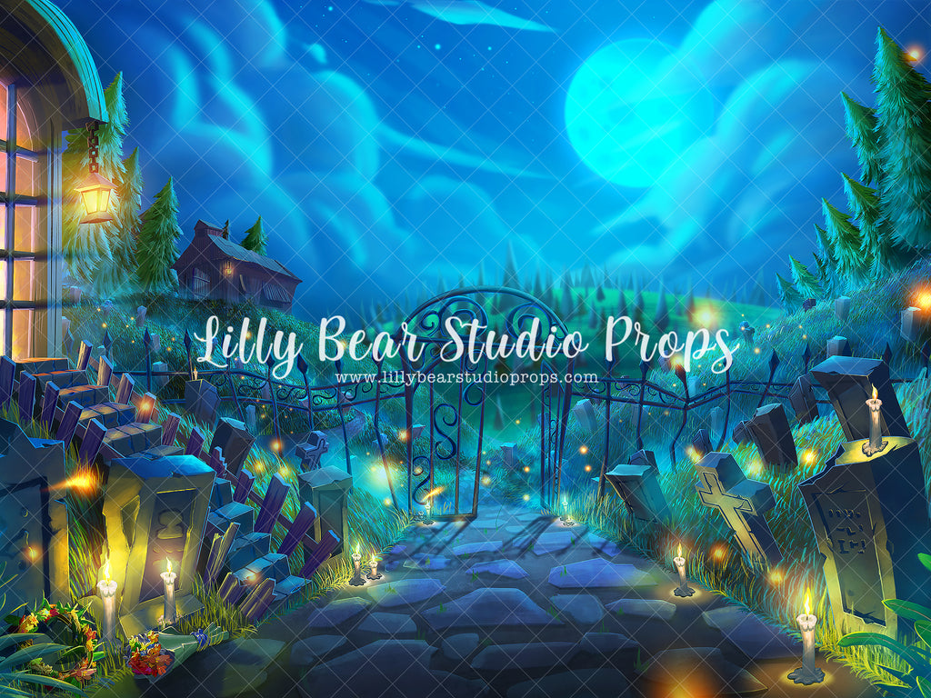 Blue Moon Cemetery by Lilly Bear Studio Props sold by Lilly Bear Studio Props, candles - cementary - cemetery - colours