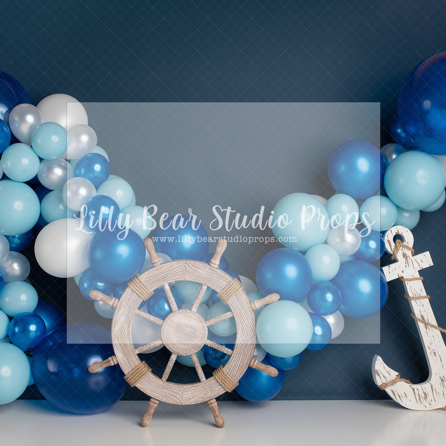 Blue Nautical Balloon Garland by E Newton - Lilly Bear Studio Props, anker, blue balloon, blue balloon garland, blue balloons, little sailor, nautical, nautical balloon garland, nautical balloon garlands, nautical theme, ocean blue, sailor