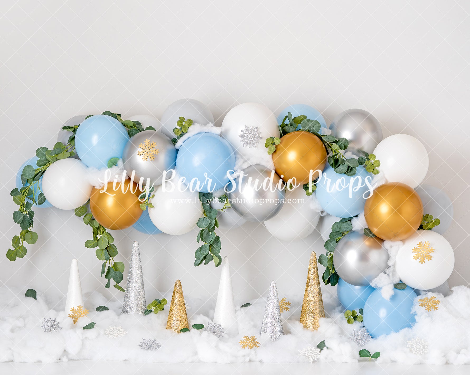 Blue Winter Eucalyptus Balloon Garland - Lilly Bear Studio Props, boho balloons, boho teepee, eucalyptus, eucalyptus balloon, eucalyptus balloon arch, eucalyptus birthday, eucalyptus garden, fabric, fine art, floral, girls, one-derland, onederland, poly, silver winter, strawberries & cream, strawberry, teepee, vinyl, white winter, winter, winter diamond, winter garland, winter lights, winter onederland, winter snow, winter-onderland, Wrinkle Free Fabric