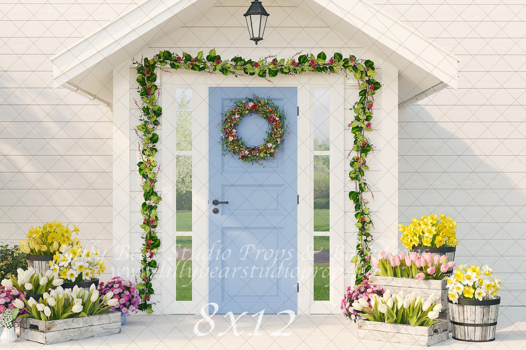 Blue Door by Lilly Bear Studio Props sold by Lilly Bear Studio Props, blue - doorway - easter - entry - Fabric - FABRIC