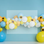 Blue & Yellow Sunflower Garland by E Newton - Lilly Bear Studio Props, sunflower, sunflower balloon garland, sunflower garden, sunflowers, yellow blue, yellow white blue