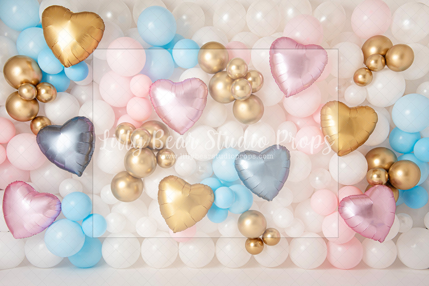 Blue and Pink Heart Balloon Wall