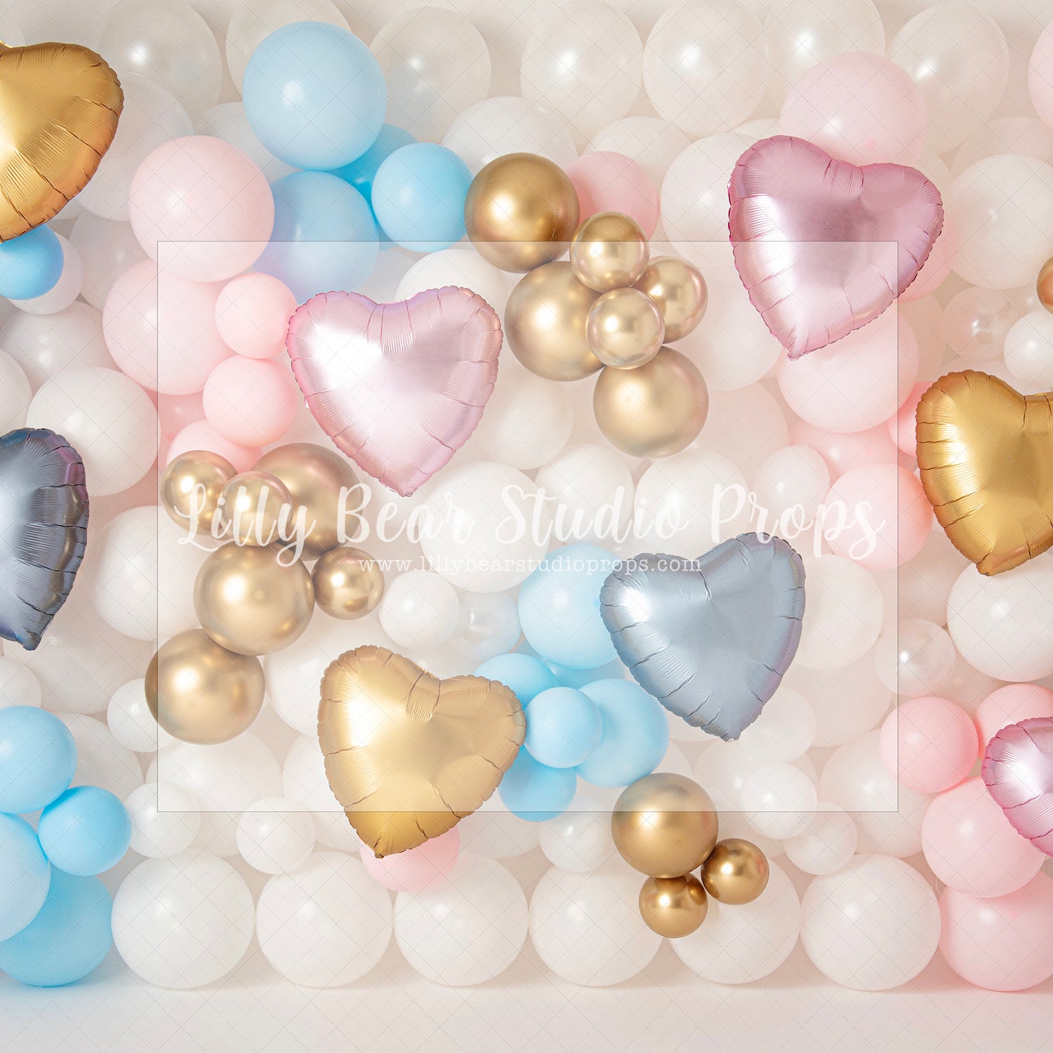 Blue and Pink Heart Balloon Wall