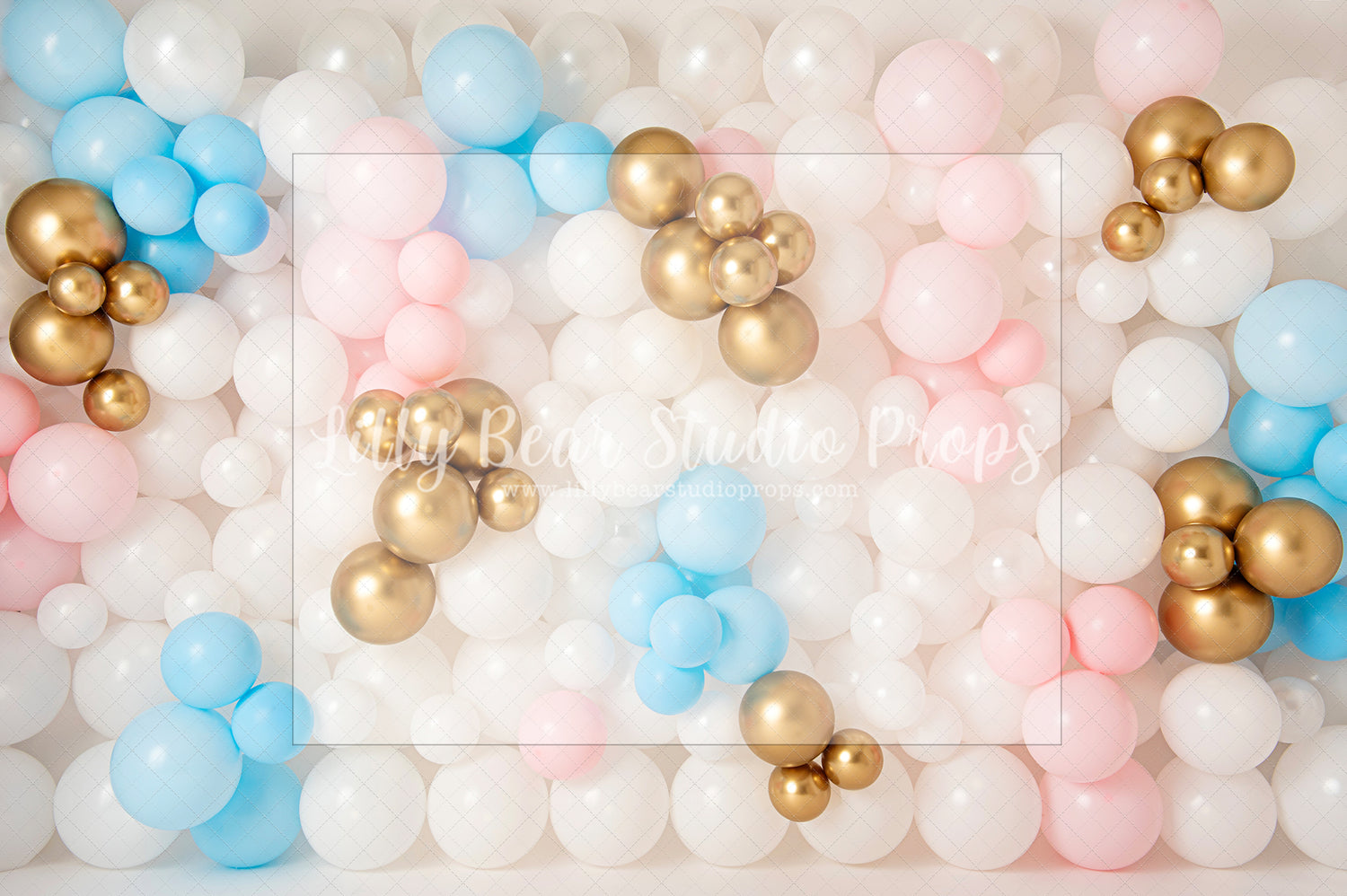 Blue and Pink Wall of Balloons