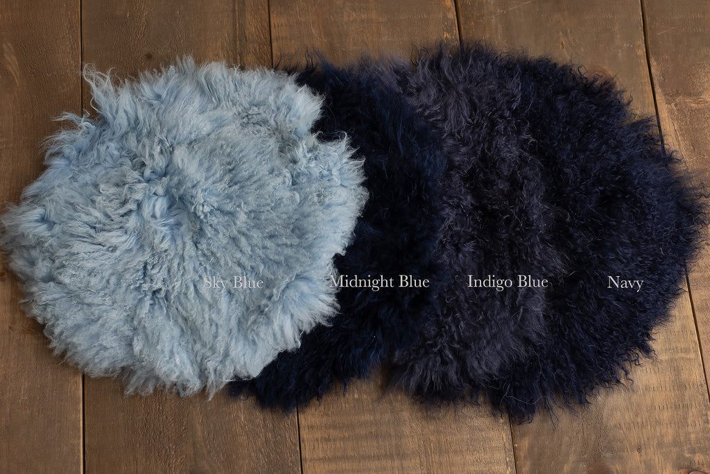 Sky Blue Sheepskin - Lilly Bear Studio Props, blue, boys, fur, gender neutral, layers, neutral, newborn, props, Rabbit Fur, sheepskin, stuffer