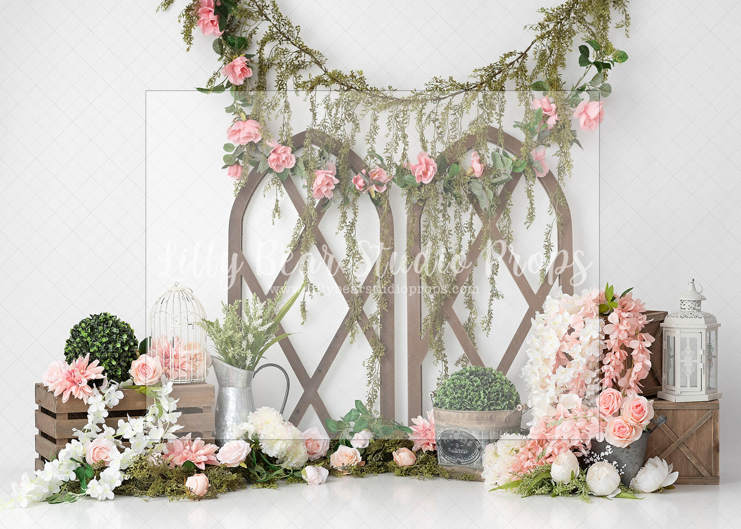 Blushing Rose Vines - Lilly Bear Studio Props, blush flowers, boho spring, boho teepee, FABRICS, flower garden, flower window, flowers, spring, spring flowers, spring garden, spring window, teepee, teepee tent