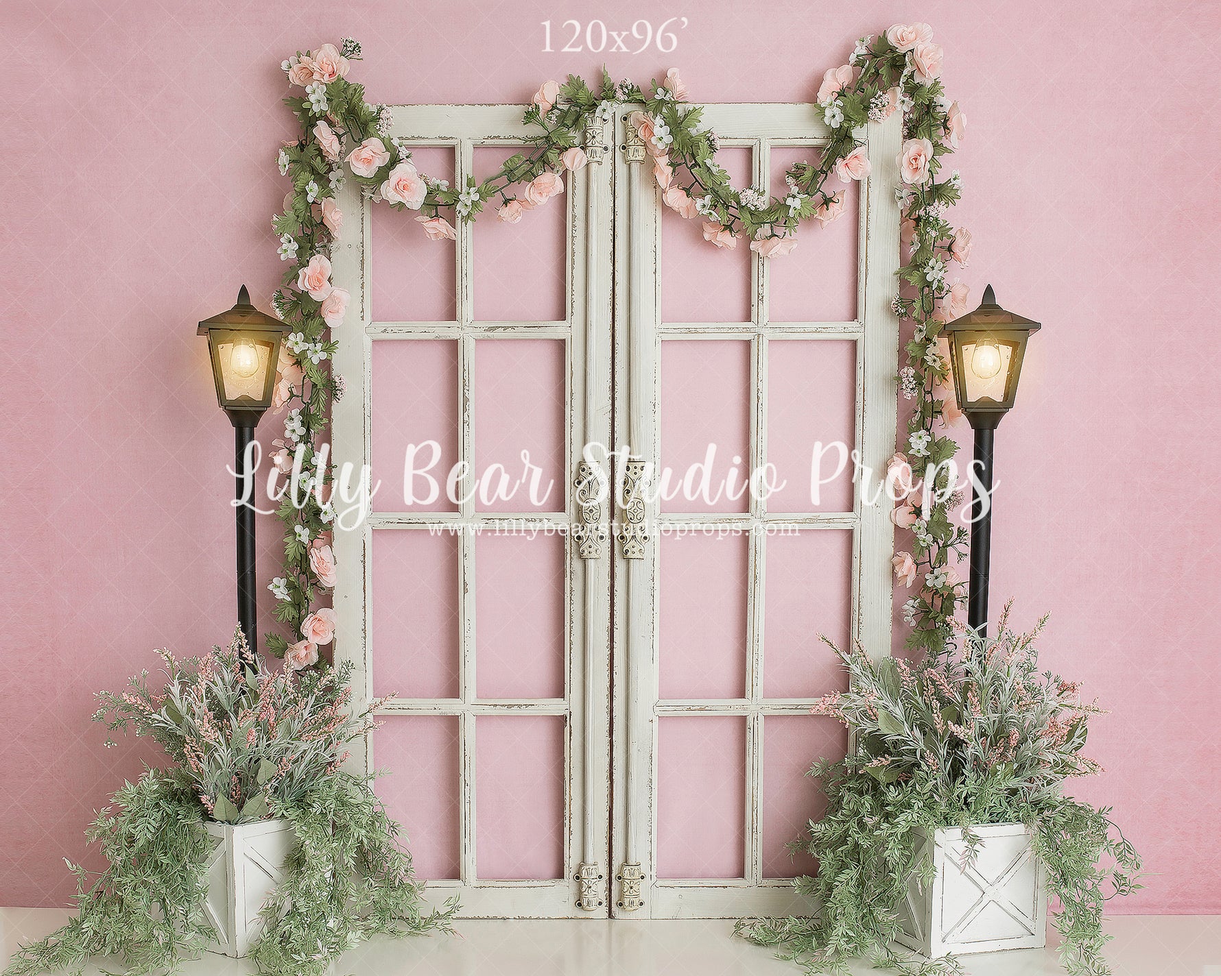 Blushing Spring Entryway by Daniella Photography sold by Lilly Bear Studio Props, boys - cake smash - doors - fabric