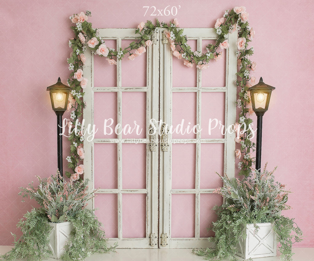 Blushing Spring Entryway by Daniella Photography sold by Lilly Bear Studio Props, boys - cake smash - doors - fabric