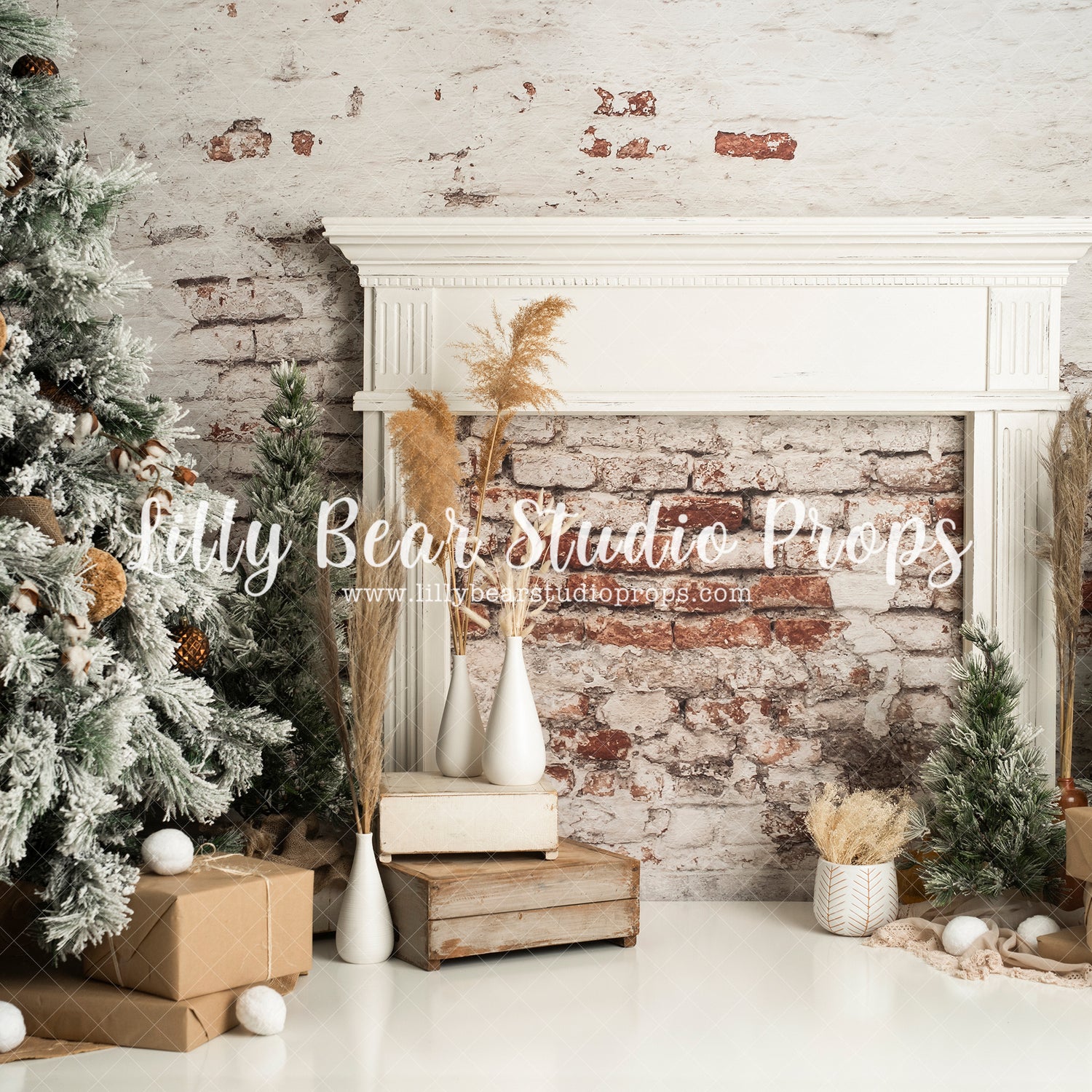 Bohemian Christmas - Lilly Bear Studio Props, blanket, bohemian, bohemian christmas, boho, boho christmas, christmas, christmas fireplace, christmas garland, christmas mantle, christmas tree, christmas trees, clean, elegant, Fabric, fireplace, garland, holiday mantle, mantel, mantle, presents, scandi, scandinavian, scandinavian christmas, simple, Wrinkle Free Fabric