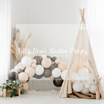 Bohemian Hideaway - Lilly Bear Studio Props, boho, boho balloon garland, boho balloons, boho chic, boho greenery, boho spring, boho teepee, boho window, FABRICS, spring boho, wood boho