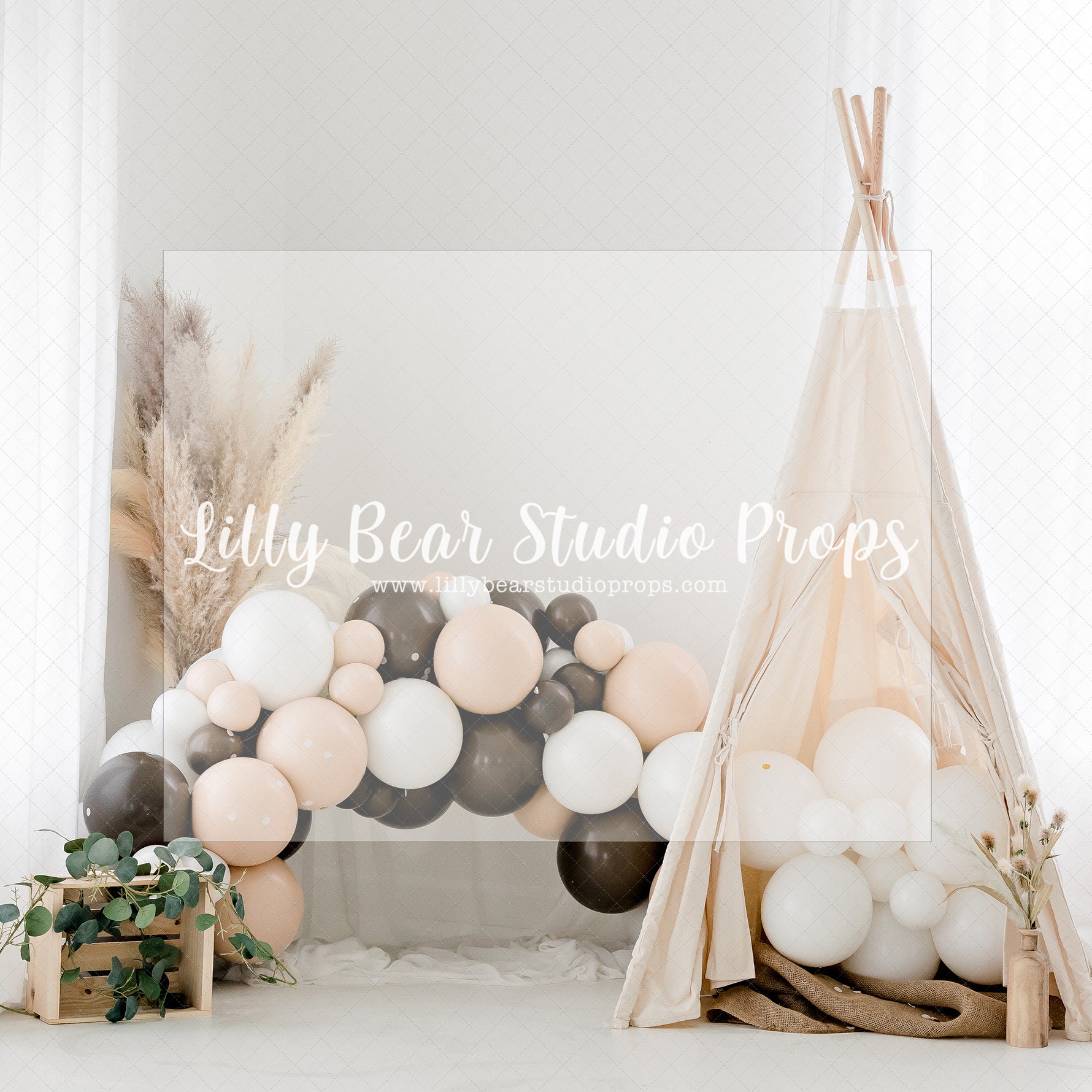 Bohemian Hideaway - Lilly Bear Studio Props, boho, boho balloon garland, boho balloons, boho chic, boho greenery, boho spring, boho teepee, boho window, FABRICS, spring boho, wood boho