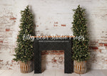 Bohemian Holiday - Lilly Bear Studio Props, black fireplace, bohemian fireplace, boho christmas fireplace, boho fireplace, boho fireplaced, christmas, christmas fireplace, christmas mantel, christmas village, evergreen trees, evergreens, Fabric, fireplace, holiday, holiday christmas, mantel, pine trees, Wrinkle Free Fabric