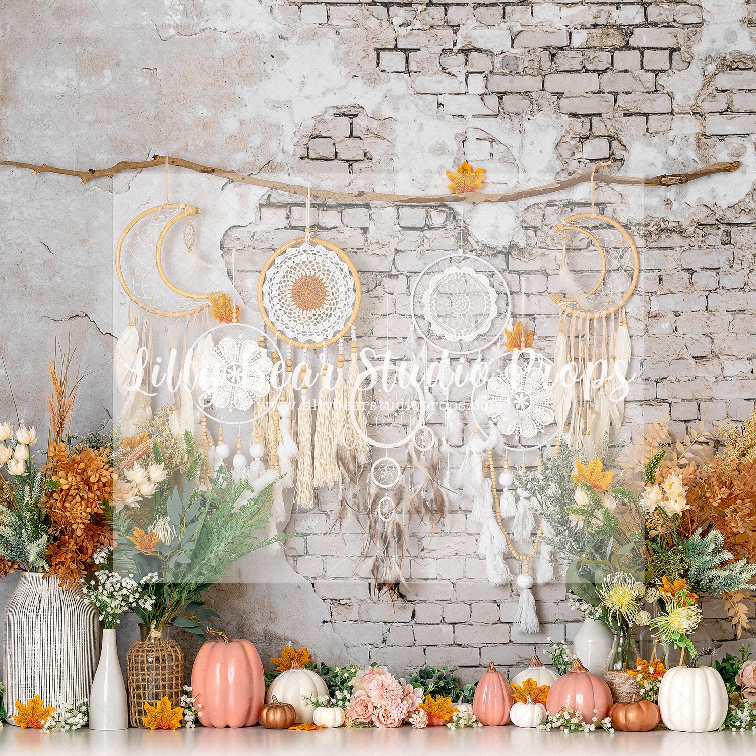 Boho Autumn Dreams - Lilly Bear Studio Props, autumn, bohemian dreams, boys, cake smash, dream catcher, fabric, fall, girls, poly, pumpkin, pumpkins, smash, vinyl, Wrinkle Free Fabric