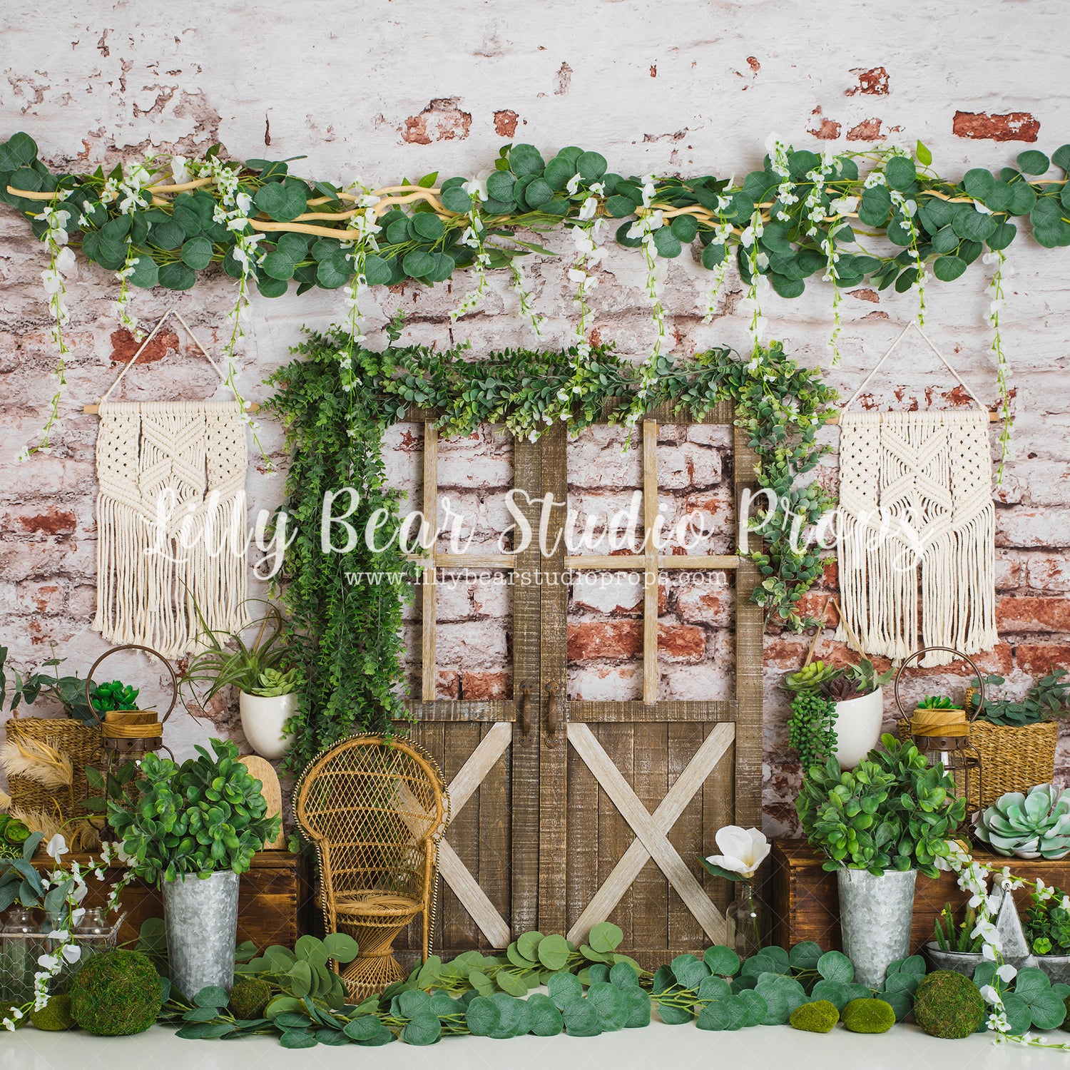 Boho Greenhouse by Lilly Bear Studio Props sold by Lilly Bear Studio Props, Boho - brick - doors - fabric - FABRICS - g