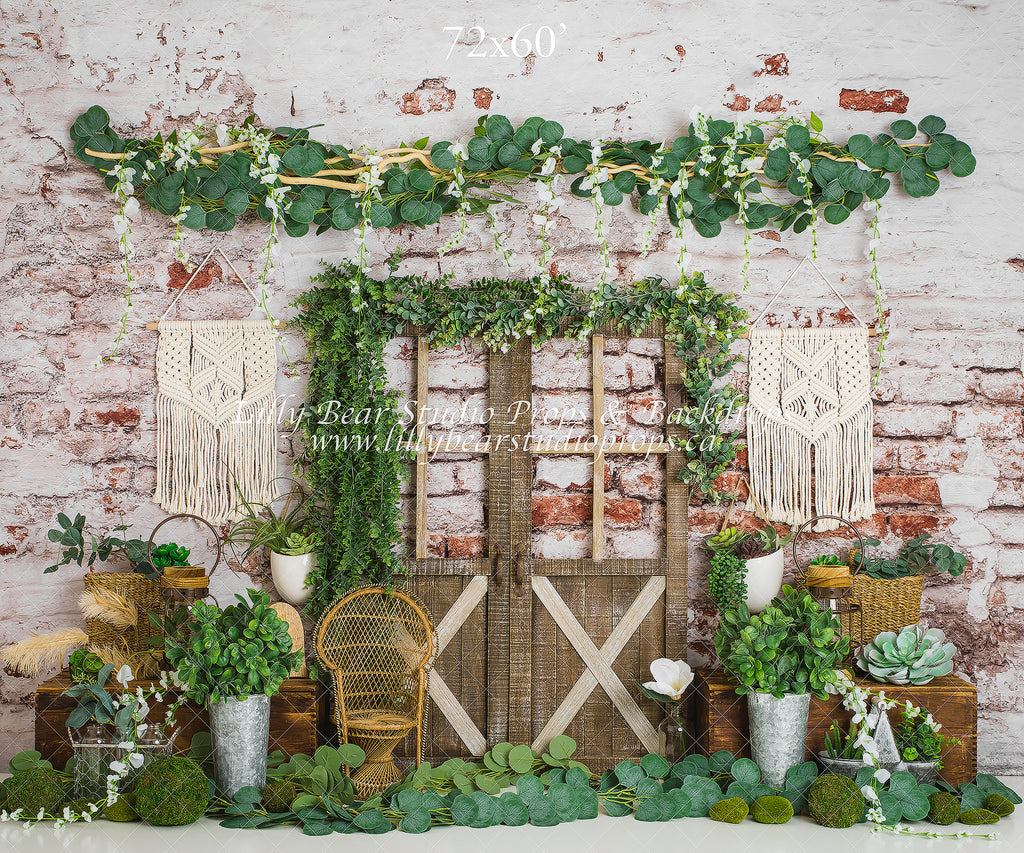 Boho Greenhouse by Lilly Bear Studio Props sold by Lilly Bear Studio Props, Boho - brick - doors - fabric - FABRICS - g