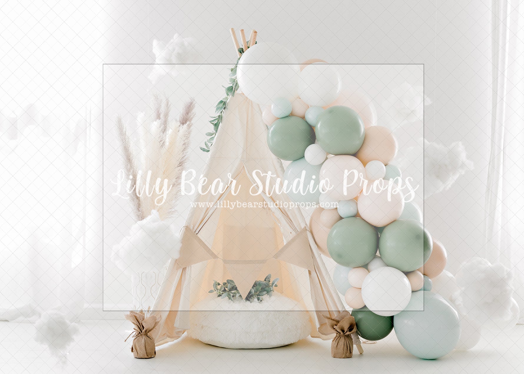 Boho In The Clouds - Lilly Bear Studio Props, boho, boho arch, boho chic, boho greenery, boho lounge, boho spring, boho teepee, boho tent, FABRICS, floral boho, spring boho, wood boho