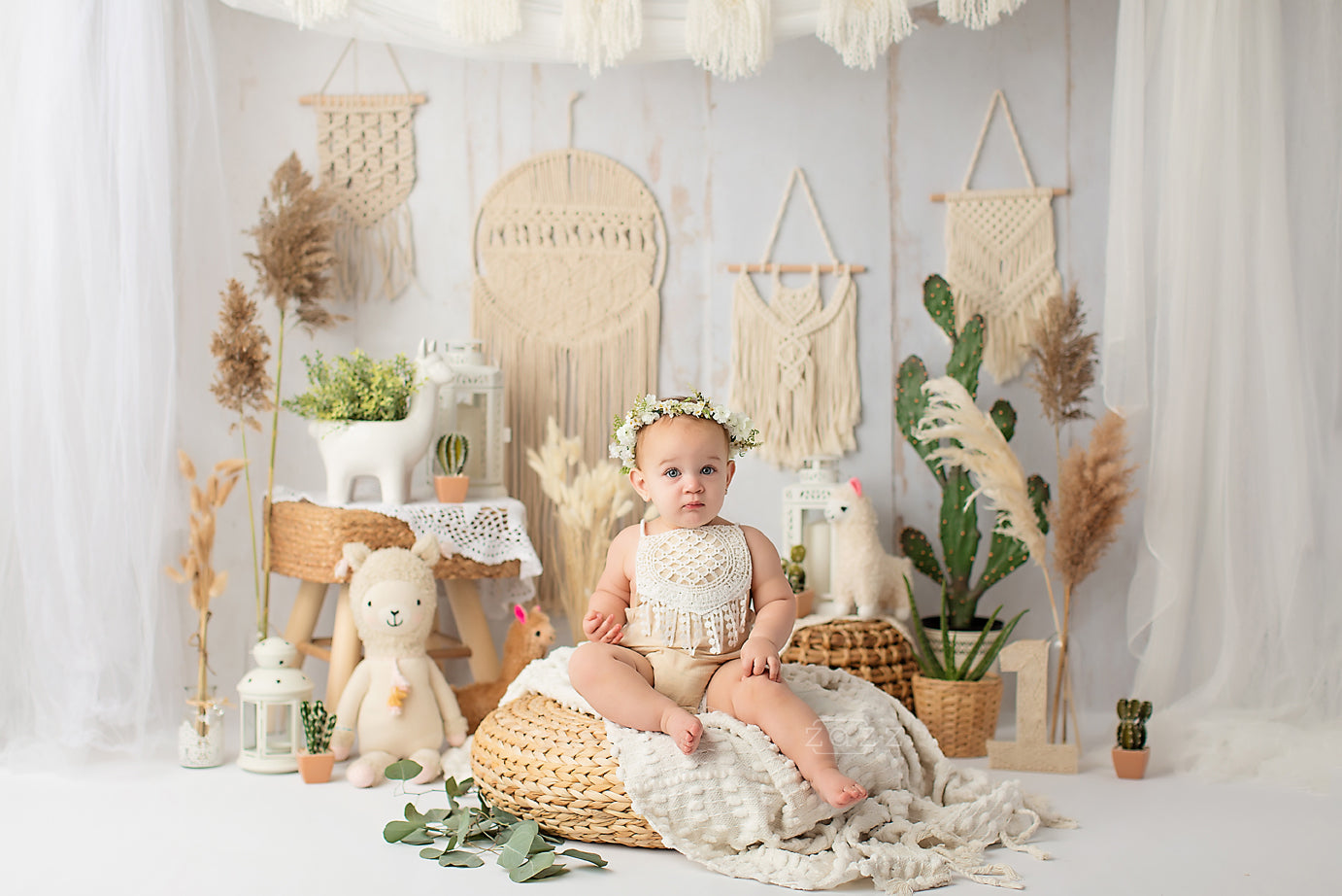 Boho Llama - Lilly Bear Studio Props, bamboo, bamboo bed, bamboo peacock bed, bed, bed time, boho, boho arch, boho bed, boho chic, boho lounge, boho room, curtains, Fabric, FABRICS, llama, llama boho, Pampas, peacock bed, pillows, scandi, scandinavian, spring, spring boho, spring scandinavian, vase, white bed, white room, white windows, windows, Wrinkle Free Fabric