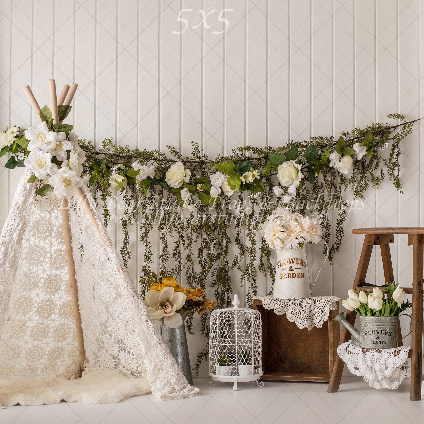 Boho Spring by Lilly Bear Studio Props sold by Lilly Bear Studio Props, balloons - boho - cake smash - easter - Fabric