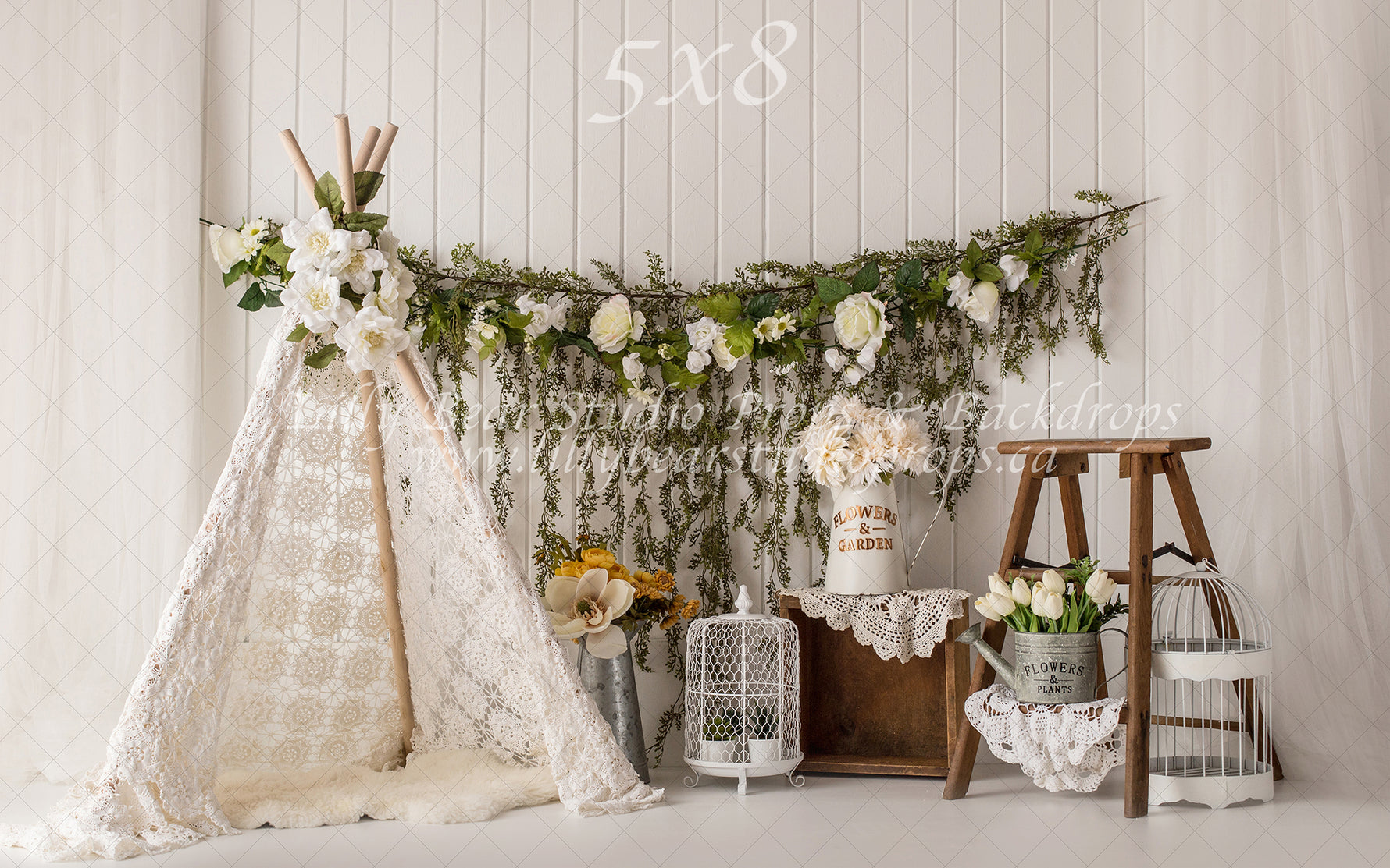Boho Spring by Lilly Bear Studio Props sold by Lilly Bear Studio Props, balloons - boho - cake smash - easter - Fabric