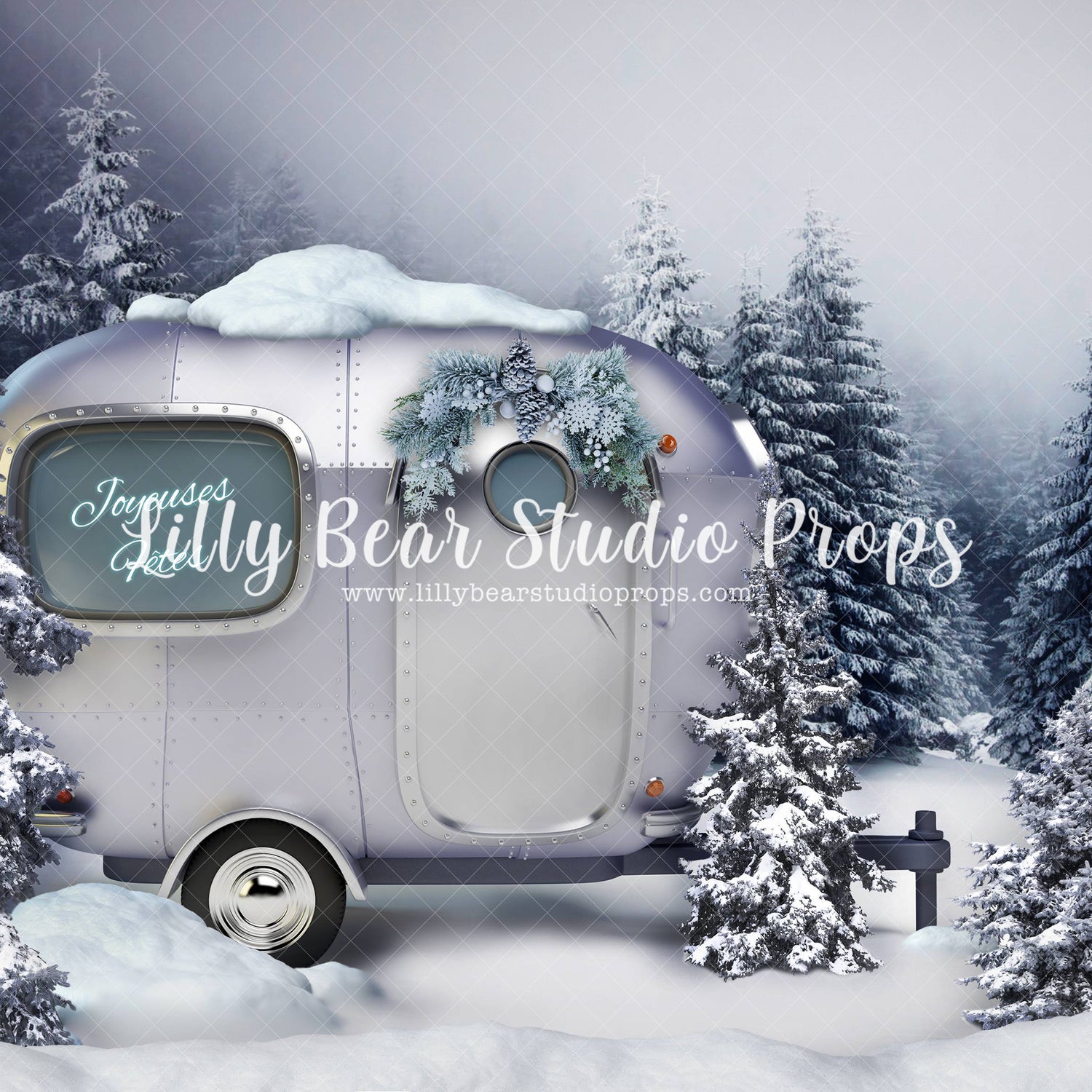 Bonne Vacances Campeur - Lilly Bear Studio Props, candles, christmas, christmas fireplace, christmas mantle, christmas presents, christmas tree, Fabric, FABRICS, fireplace, holiday, mantle, merry christmas, presents, seasonal, trees, Wrinkle Free Fabric