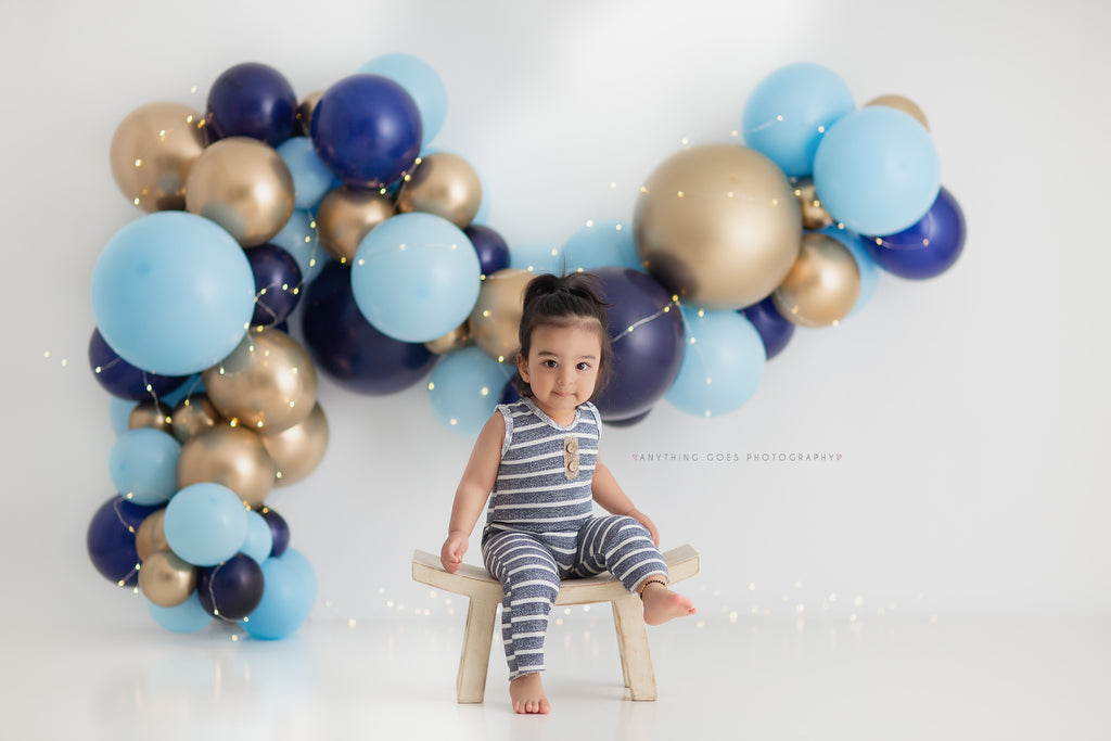 Boy Blue Balloons by Anything Goes Photography sold by Lilly Bear Studio Props, balloon - balloon garland - cake smash
