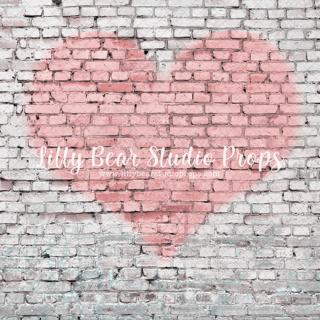 Brick Heart by Lilly Bear Studio Props sold by Lilly Bear Studio Props, Brick Wall - cupid - Fabric - FABRICS - heart
