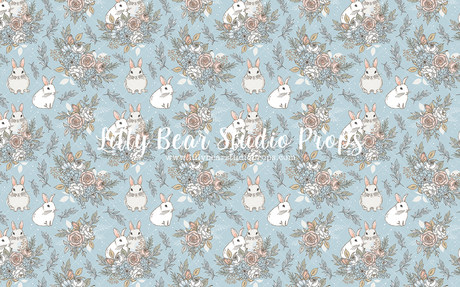 Bunny Blush by Lilly Bear Studio Props sold by Lilly Bear Studio Props, blue floral - blue flower - blue flowers - brig