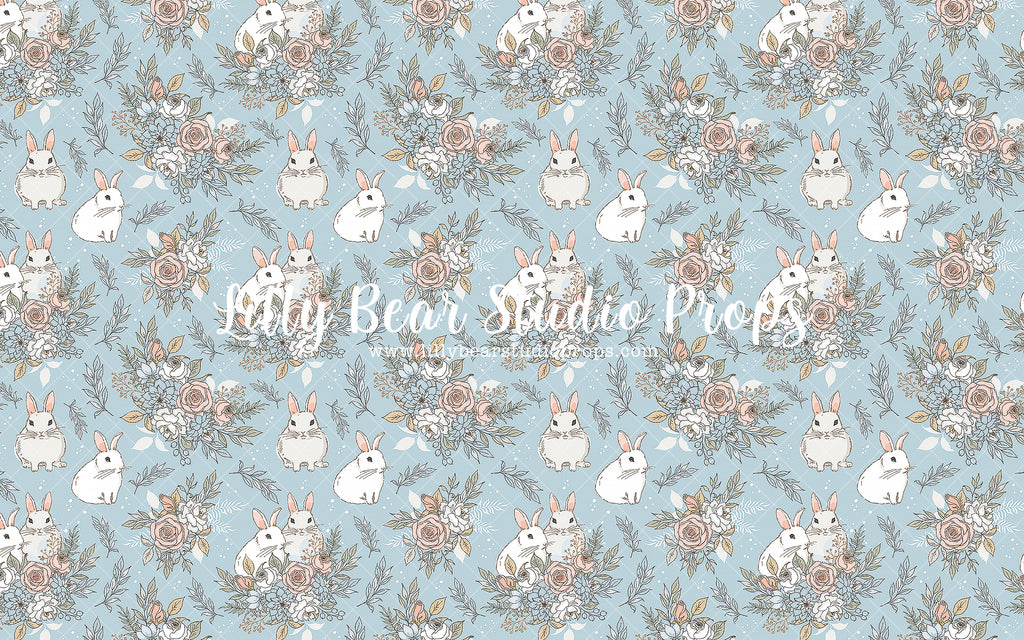 Bunny Blush by Lilly Bear Studio Props sold by Lilly Bear Studio Props, blue floral - blue flower - blue flowers - brig