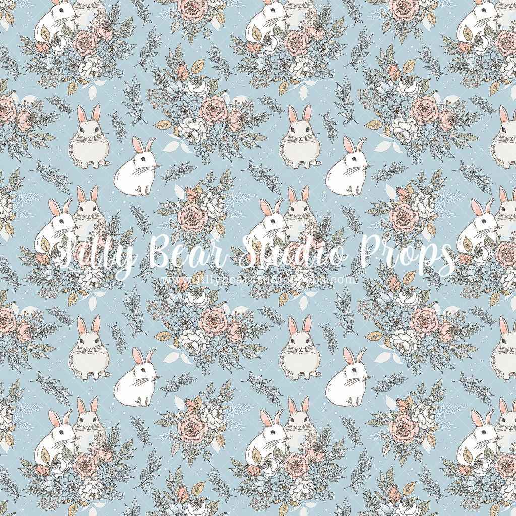 Bunny Blush by Lilly Bear Studio Props sold by Lilly Bear Studio Props, blue floral - blue flower - blue flowers - brig