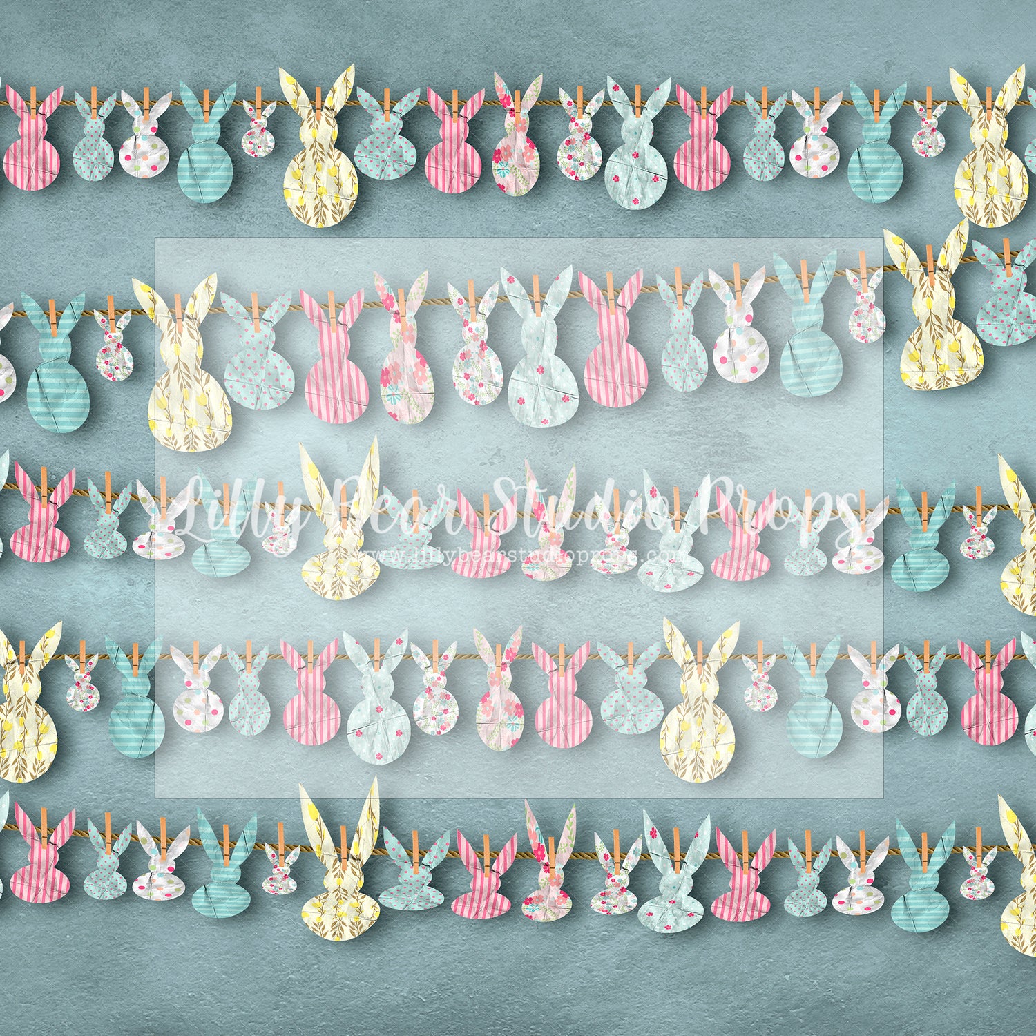 Bunny Cut Out Banners-Blue - Lilly Bear Studio Props, bunnies, bunny, easter, easter backdrop, easter bunny, easter doors, easter egg, easter flowers, easter mini, FABRICS, floral, floral boho, floral doors, flower garden, happy easter, pink rose, pink roses, rose, roses, rustic doors, some bunnies one, some bunny is one, some bunny's one, spring bunny