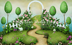 Bunny Garden Hill by Lilly Bear Studio Props sold by Lilly Bear Studio Props, blue floral - blue flower - blue flowers