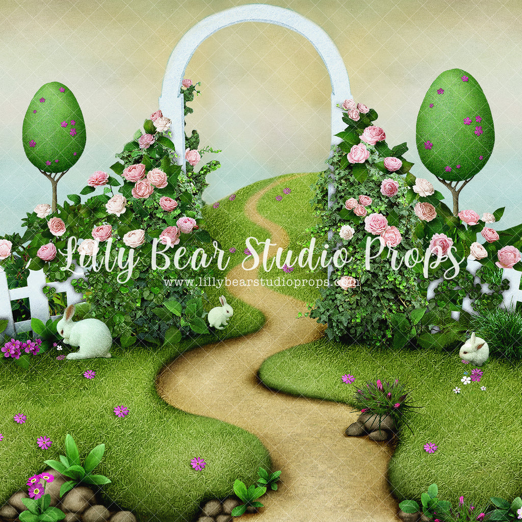 Bunny Garden Hill by Lilly Bear Studio Props sold by Lilly Bear Studio Props, blue floral - blue flower - blue flowers