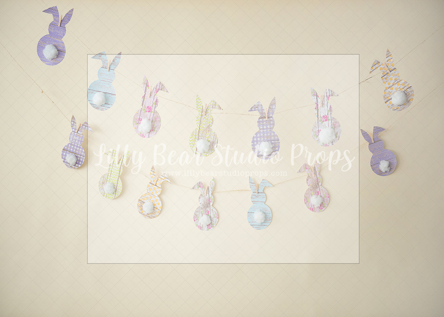 Bunny Tail Banner - Lilly Bear Studio Props, bunnies, bunny, easter, easter backdrop, easter bunny, easter doors, easter egg, easter flowers, easter mini, FABRICS, happy easter, some bunnies one, some bunny is one, some bunny's one, spring bunny