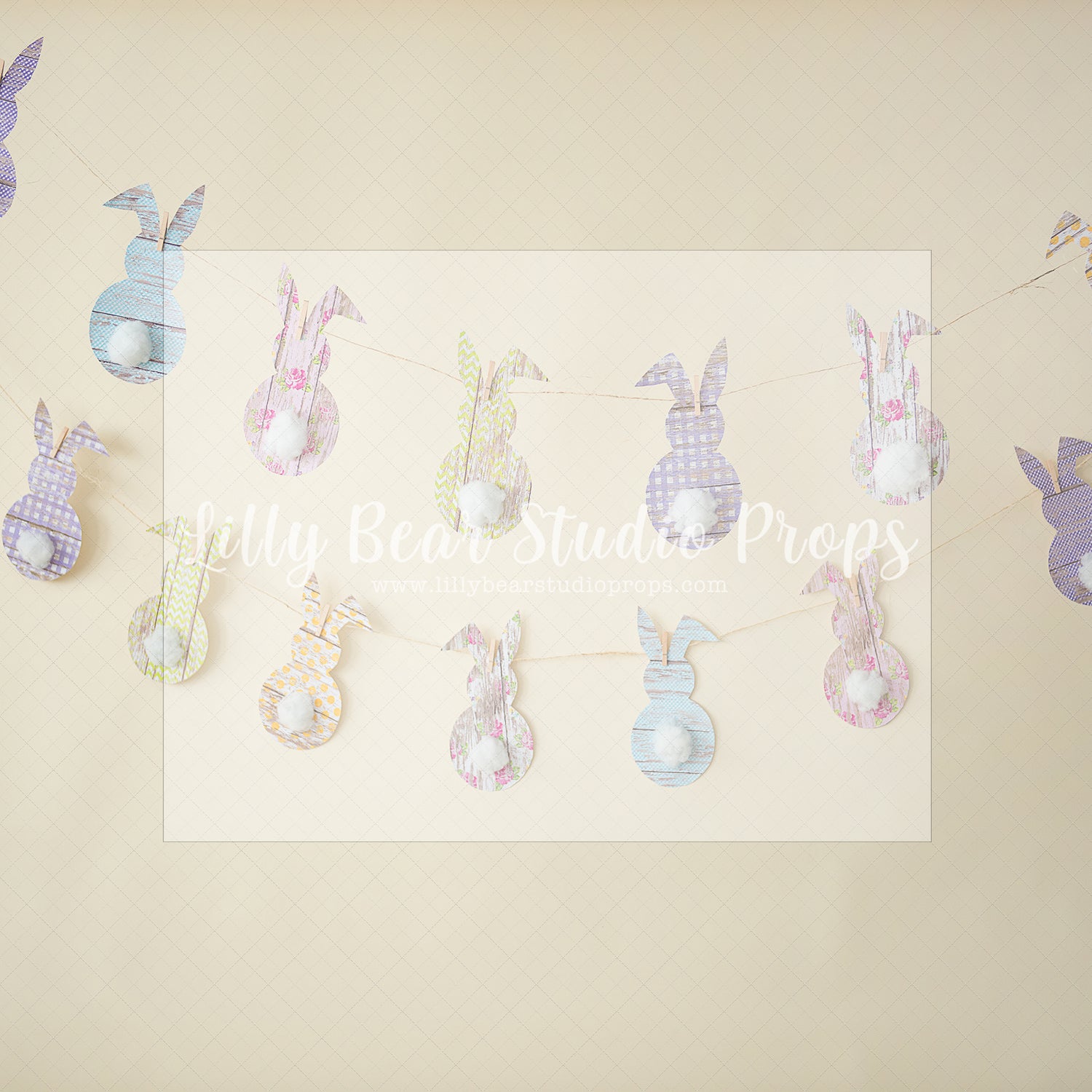Bunny Tail Banner - Lilly Bear Studio Props, bunnies, bunny, easter, easter backdrop, easter bunny, easter doors, easter egg, easter flowers, easter mini, FABRICS, happy easter, some bunnies one, some bunny is one, some bunny's one, spring bunny