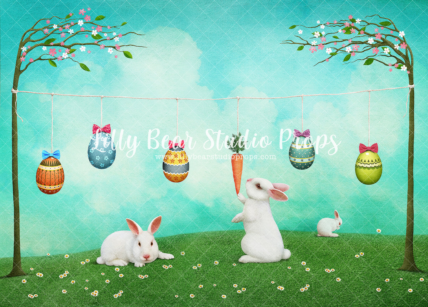 Bunny Tails by Lilly Bear Studio Props sold by Lilly Bear Studio Props, blue floral - blue flower - blue flowers - brig