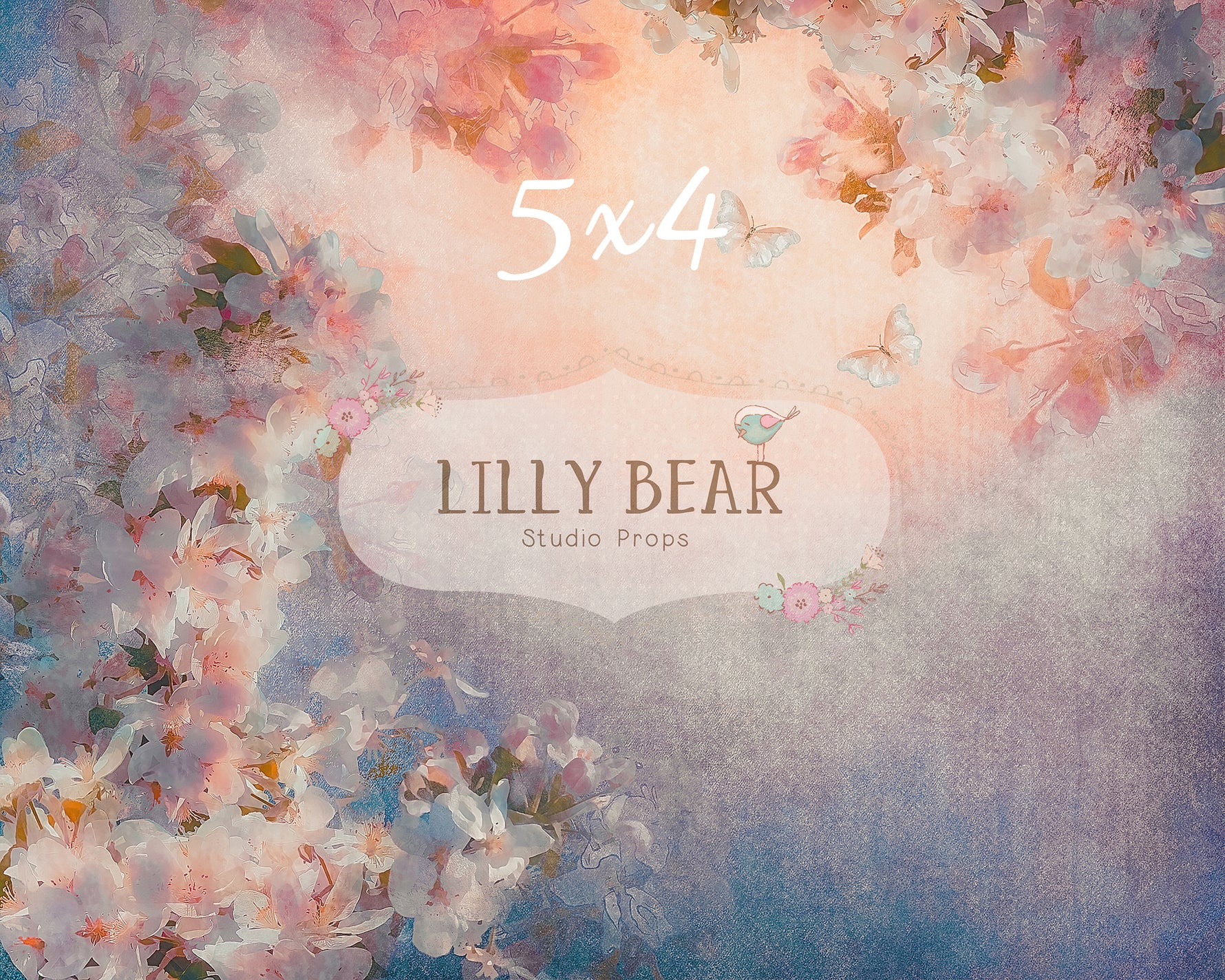Flower Garden by Lilly Bear Studio Props sold by Lilly Bear Studio Props, blue - butterfly - FABRICS - floral - florals