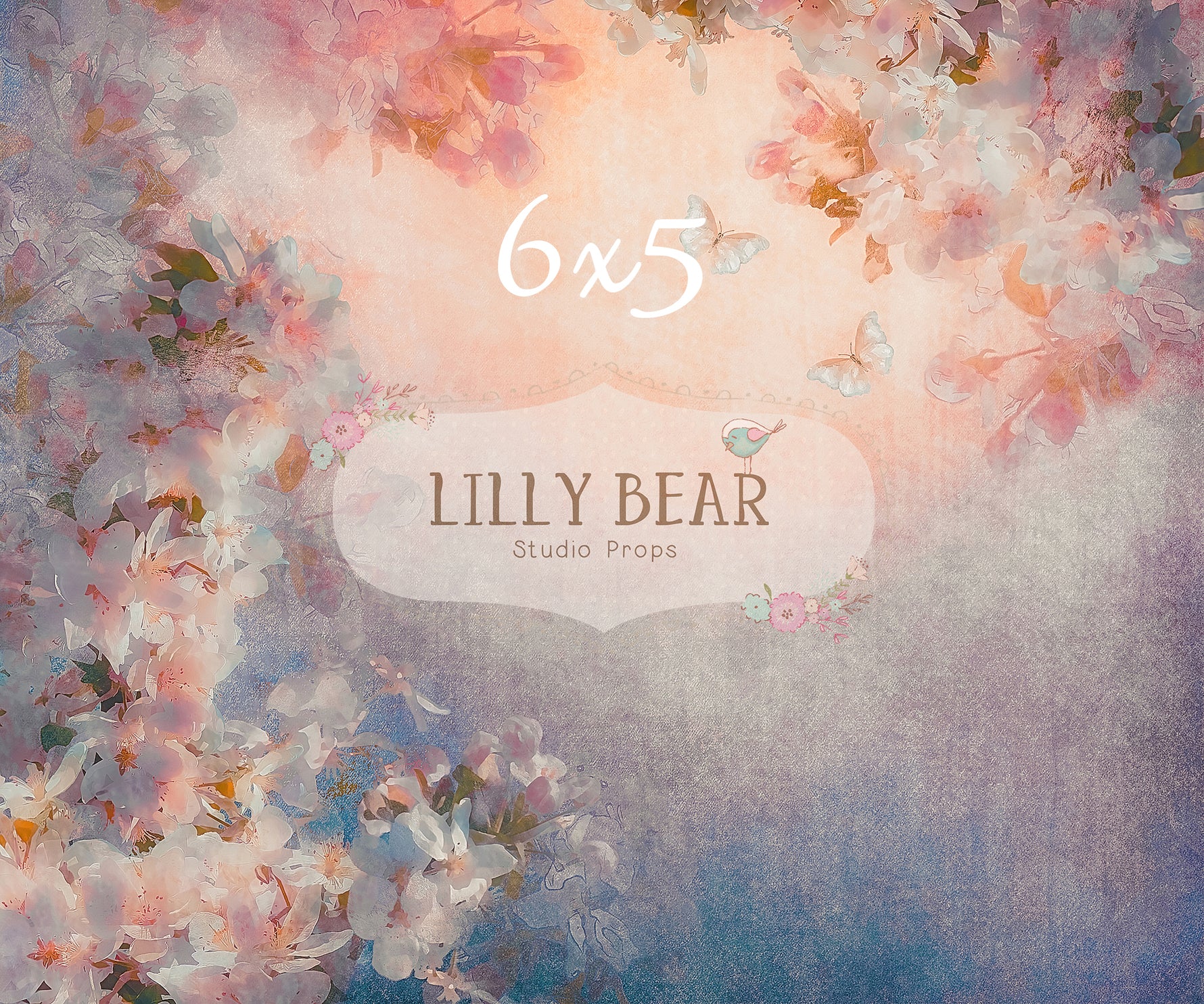Flower Garden by Lilly Bear Studio Props sold by Lilly Bear Studio Props, blue - butterfly - FABRICS - floral - florals