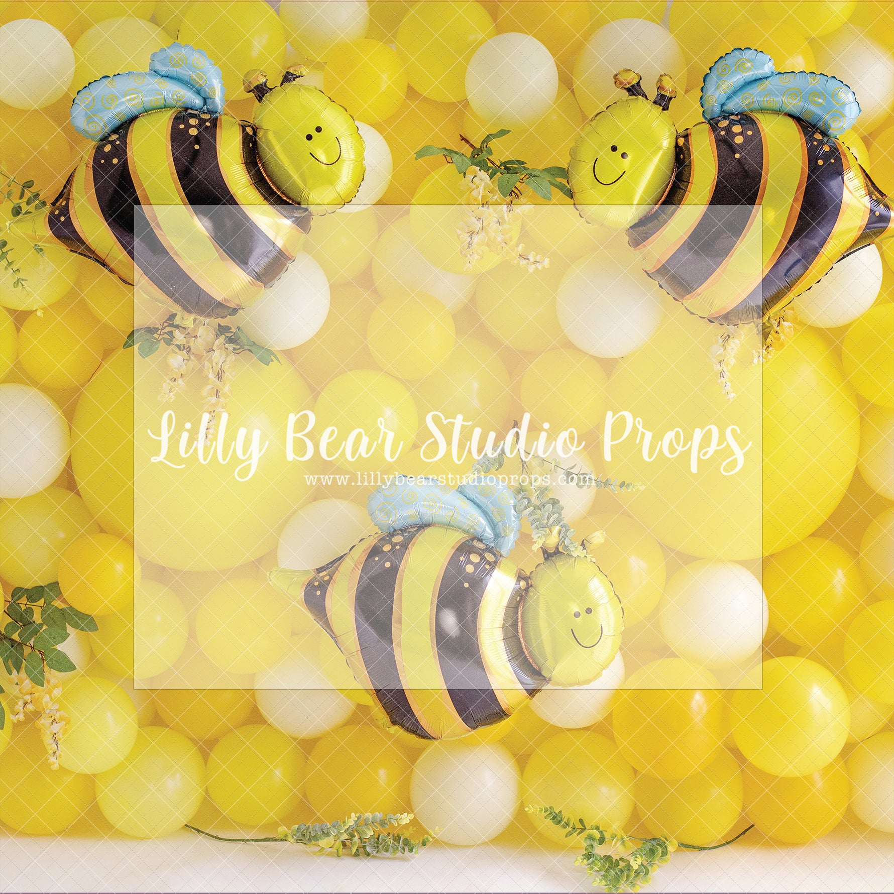 Buzzing Bumble Bees - Lilly Bear Studio Props, balloon, balloon garland, balloon wall, blue, blue and white, blue balloon garland, blue balloons, cake smash, Fabric, FABRICS, fish net, gold balloons, net, ocean, ocean blue, starfish, under the sea, under water, underwater, underwater bubbles, white balloons, Wrinkle Free Fabric