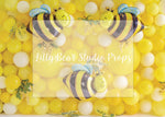 Buzzing Bumble Bees - Lilly Bear Studio Props, balloon, balloon garland, balloon wall, blue, blue and white, blue balloon garland, blue balloons, cake smash, Fabric, FABRICS, fish net, gold balloons, net, ocean, ocean blue, starfish, under the sea, under water, underwater, underwater bubbles, white balloons, Wrinkle Free Fabric