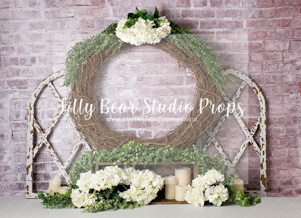 CATHEDRAL BLOSSOMS 1 - Lilly Bear Studio Props, barn door, boho spring, easter flowers, FABRICS, farm, floral wreath, spring, spring barn doors