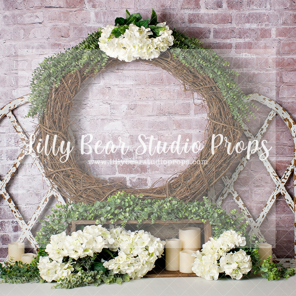 CATHEDRAL BLOSSOMS 1 - Lilly Bear Studio Props, barn door, boho spring, easter flowers, FABRICS, farm, floral wreath, spring, spring barn doors